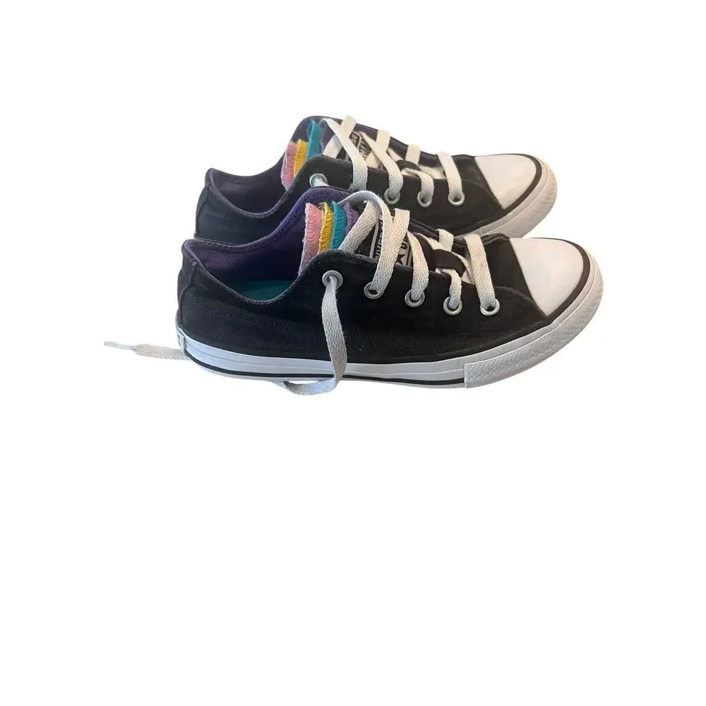 Converse Chuck Taylor All Star Girl's 1 Low-Top Rainbow Black Classic Sneakers